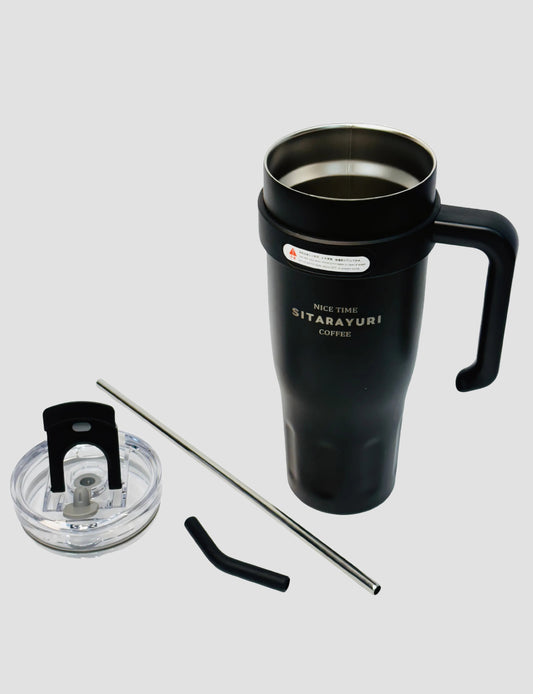 Sitara Yuri Large Capacity 40oz Vacuum Flask , Stainless Steel Thermos , Leak-Proof Straw Lid & Handle