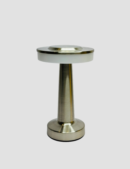 Led Disk Lamp Round | Disc Gold LED Table Lamp – Rechargeable, Touch Control Metal Lamp for Home, Office, and Outdoor Use