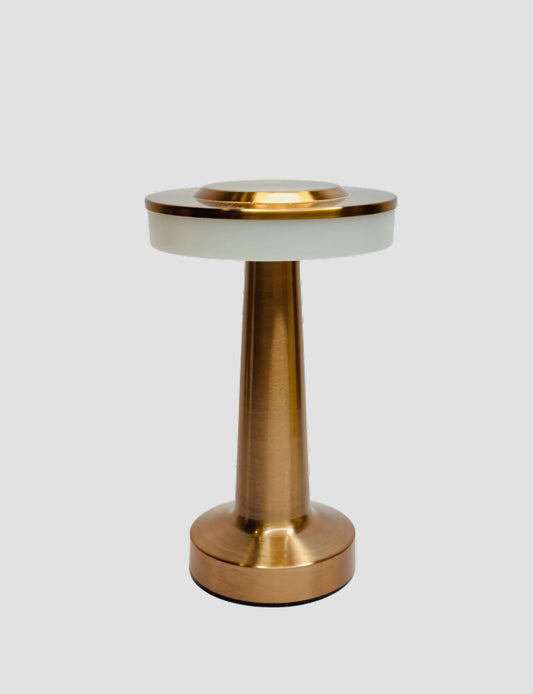 Led Disk Lamp Round | Disc Gold LED Table Lamp – Rechargeable, Touch Control Metal Lamp for Home, Office, and Outdoor Use