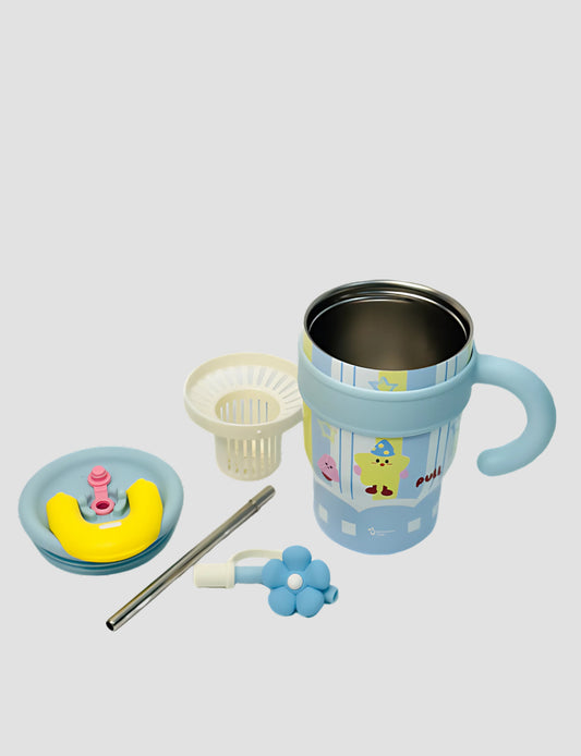 Cat Mug 700ml | Cute Stainless Steel Mug for Kids with Lid & Handle