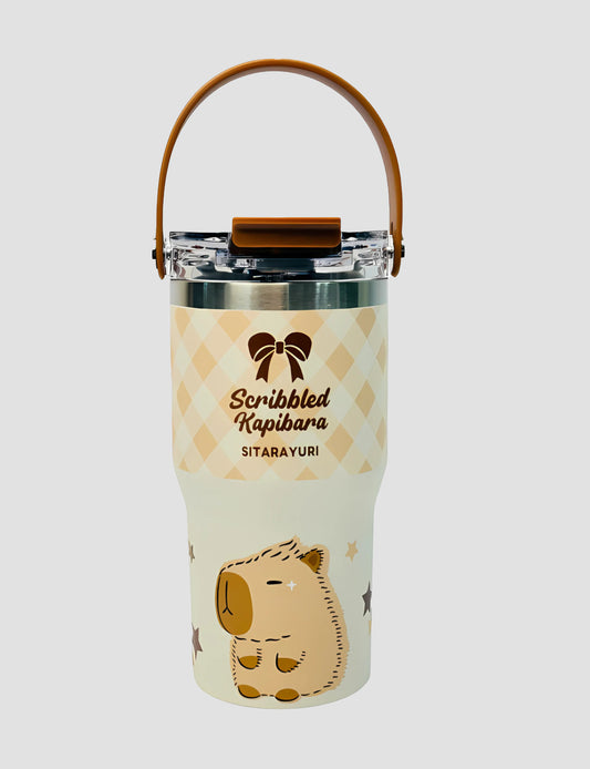 Scribbled Capybara– 600 ML Stainless Steel Vacuum Insulated Tumbler With Lid & Straw | Durable, Leakproof & Travel-Friendly