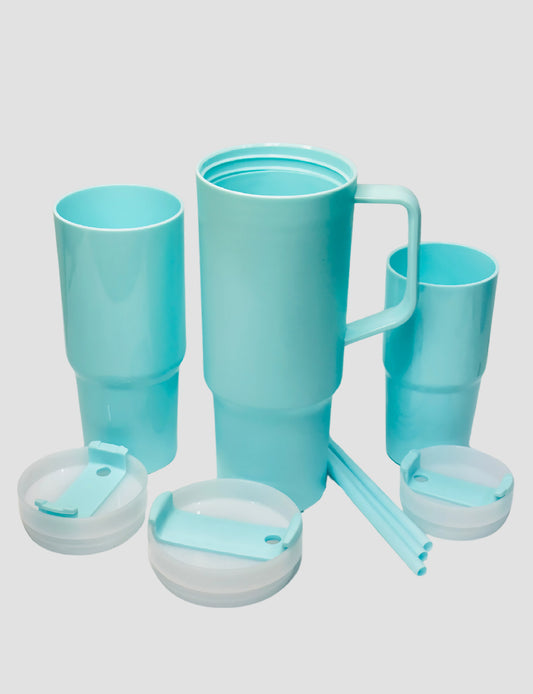 Blue Fox 3-in-1 Modular Water Tumbler Set – 1200ml, 800ml & 500ml | Leakproof | BPA-Free Plastic | Includes 3 Straws & Lids