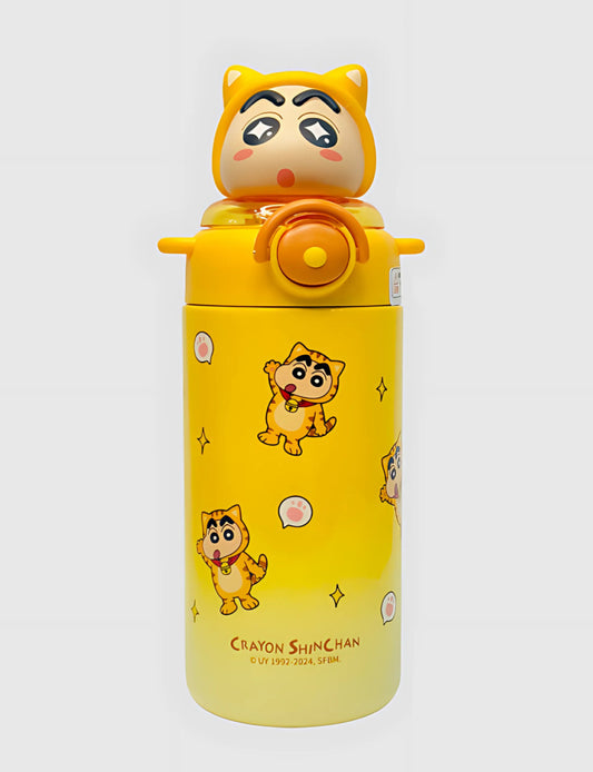 Shinchan Kids Water Bottle 650ml | Cosplay Face Edition | Kid-Friendly, Quirky & Perfect for School, Play, and Travel!